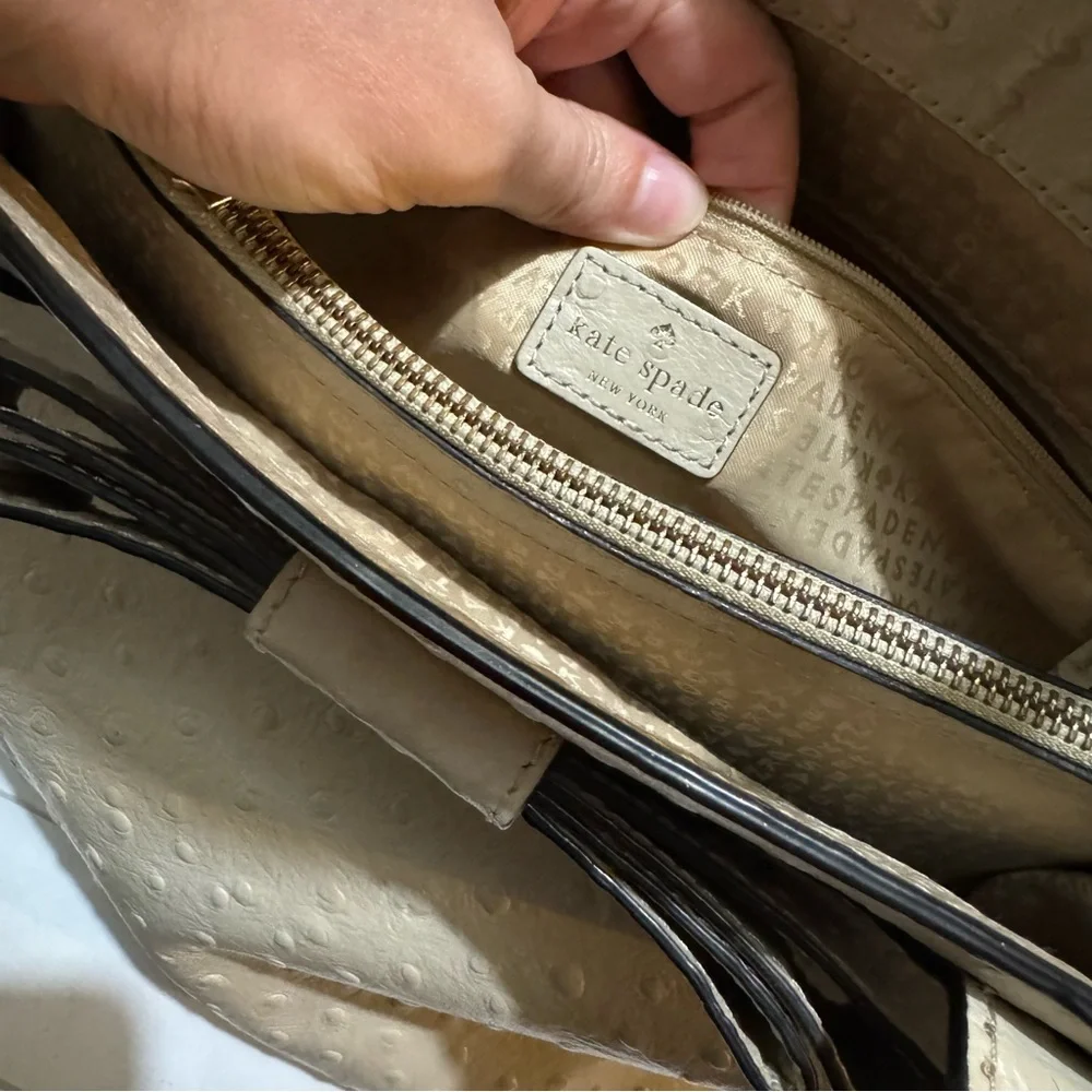 Kate Spade ♠️‎ Charm City Bow Ostrich Leather Diehl Sidewalk Tote Bag Purse